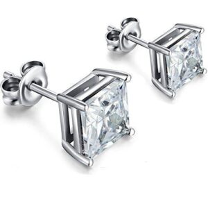 silver stud square zirconia quality