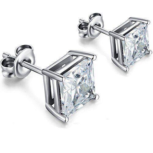 silver stud square zirconia quality